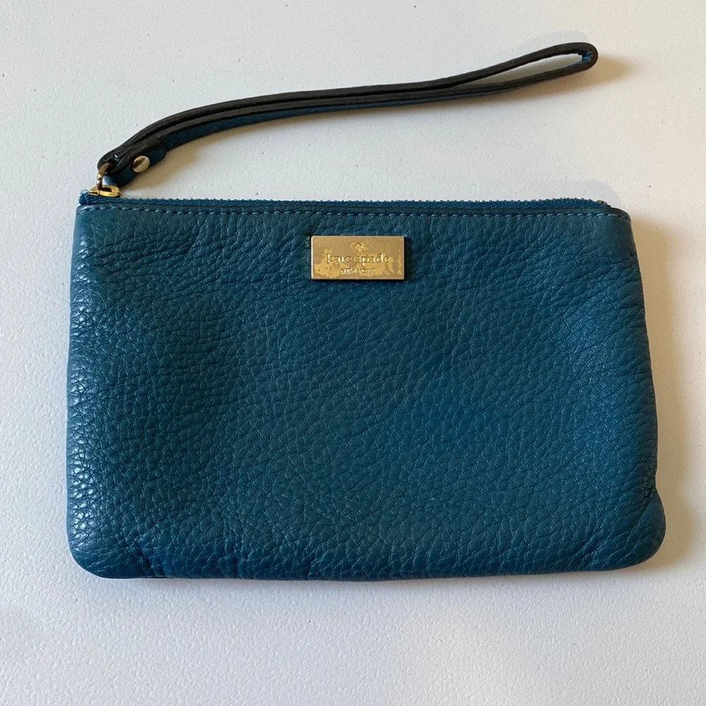 Kate Spade Highland Place Leather Bee Wristlet - Dark Teal